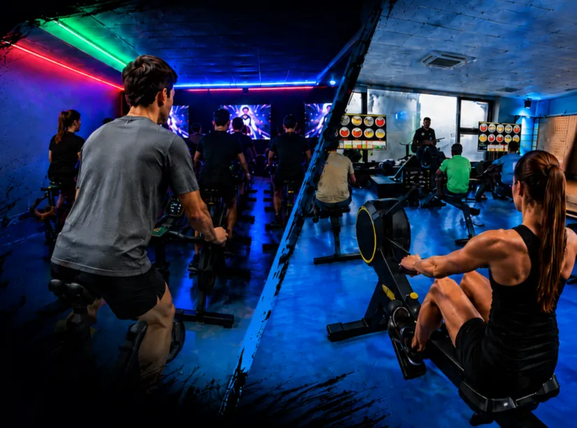 Afiche de Dual Challenge, clase combinada de Cycling y Remo Indoor