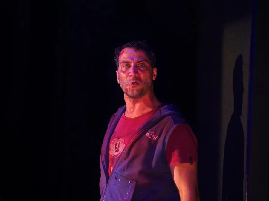 Luciano Cáceres durante la función de Muerde en el Teatro Antonio Larreta