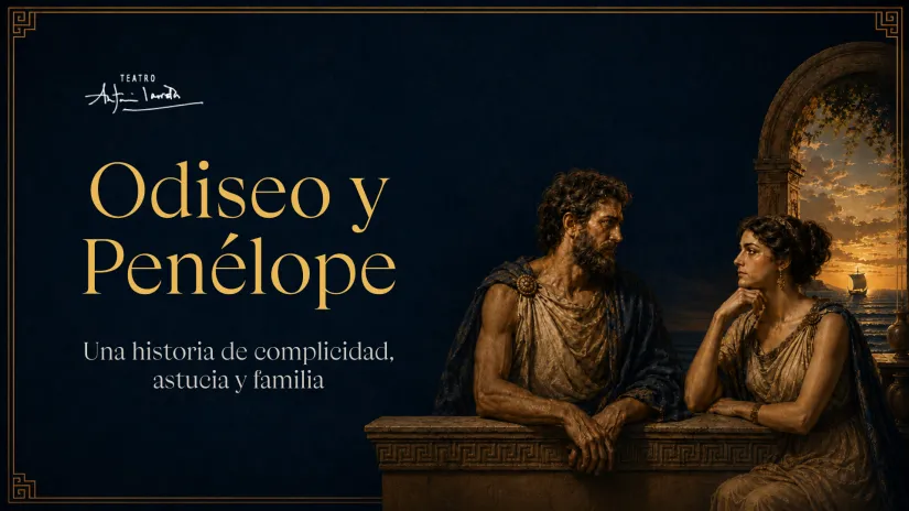 Afiche de la charla Odiseo y Penélope, a cargo de Victoria Meneghetti
